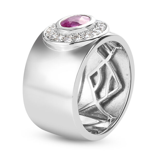 Premium Ilakaka Rosa Saphir und Zirkon Ring, 925 Silber platiniert, 1,43 ct. image number 5