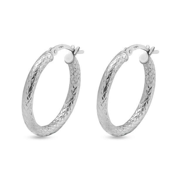 Infinity Creolen mit Diamantschliff-Muster in Silber image number 1