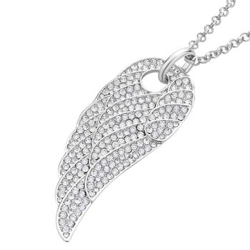 Wei&szlig;er Kristall-Fl&uuml;gel-Anh&auml;nger mit Kette - 10 ct.