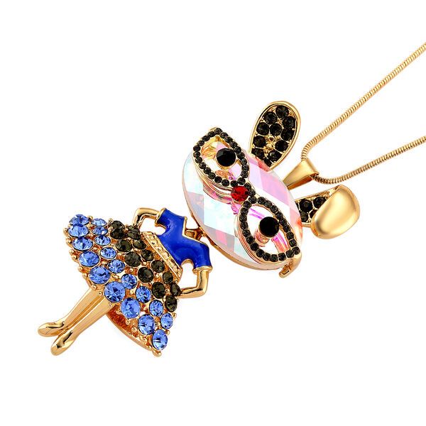 Mehrfarbiger Kristall Anh&auml;nger mit Kette, ca. 63.5 cm + 5 cm Extender, Legierung emailliert, Legierung Gelb image number 4