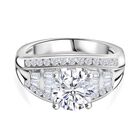 Moissanit Ring 925 Silber rhodiniert (Größe 19.00) ca. 2,55 ct