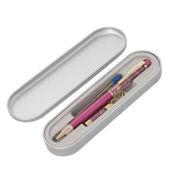 Premium Kollektion - Echter Rubin-Kugelschreiber mit extra Mine und Schl&uuml;sselanh&auml;nger