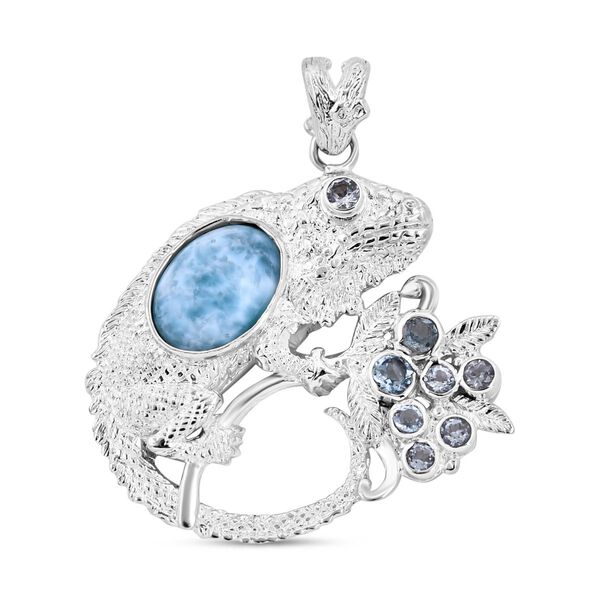 Royal Bali Kollektion - Larimar und blauer Topas-Anh&auml;nger - 8,70 ct.