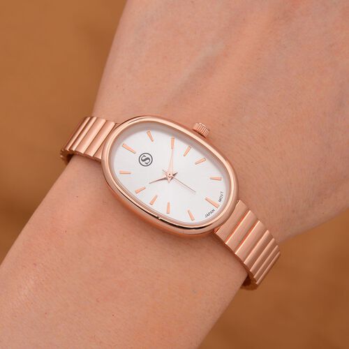 STRADA - Elegante Armbanduhr mit Japanischem PC21S Werk, Stahlsonnenschliff-Zifferblatt und Edelstahlarmband, Reiner Edelstahl, 19 cm, rosefarben, ca. 37,50g image number 1