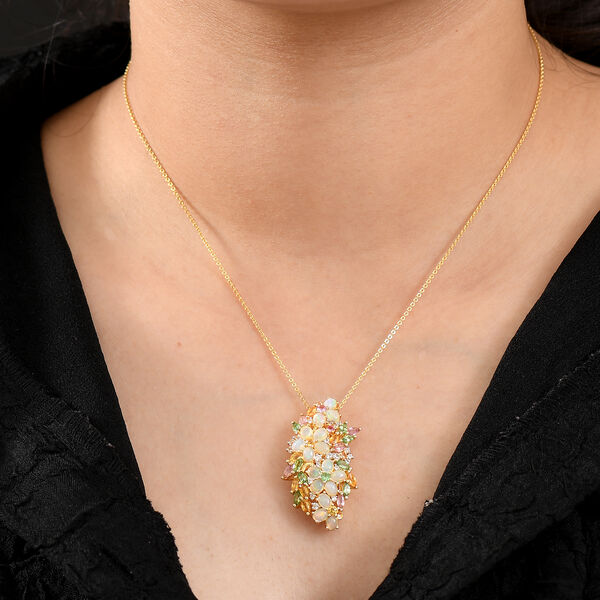 D’Joy AA äthiopischer Welo Opal, Tsavorite Granat, Zirkon, rosa und gelber Saphir Anhänger mit 50cm Kette - 4,58 ct. image number 3