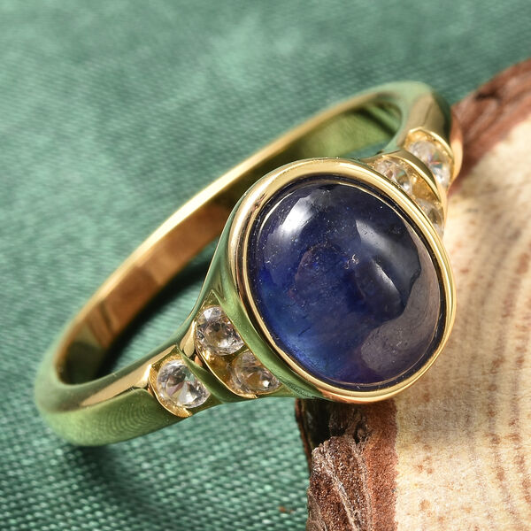 Masoala Saphir und Zirkon-Ring, 925 Silber vergoldet, 3,45 ct. image number 7