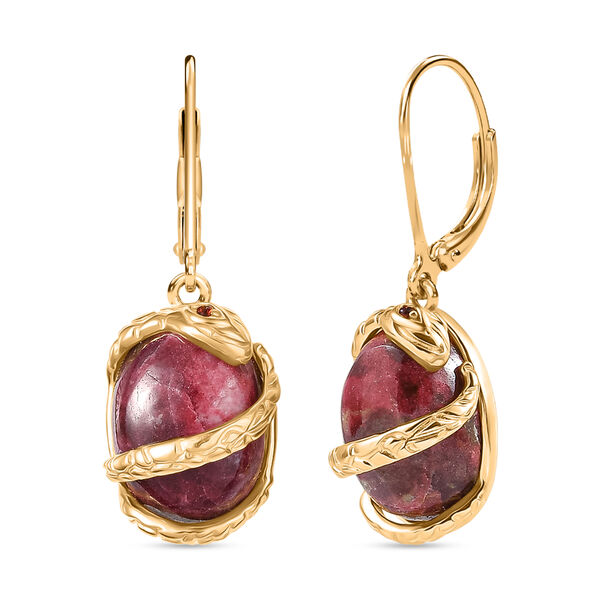 Thulit, Roter Granat Ohrringe Nickelfreies Messing ca. 16,74 ct.