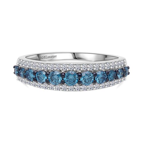 Lab Grown Blauer Diamant SI Ring 925 Silber rhodiniert (Größe 18.00) ca. 1,01 ct image number 0