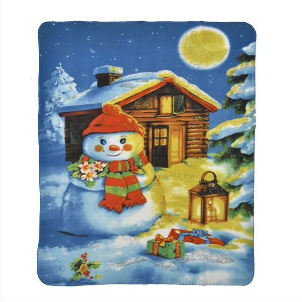 Superweiche Fleecedecke mit Schneemann Muster, Gr&ouml;&szlig;e 130x170 cm, Mehrfarbig image number 1