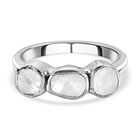 Handgearbeiteter, natürlicher Polki Diamant Ring, 925 Silber platiniert (Größe 18.00) ca. 0.33 ct