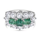 AAA Smaragd, Moissanit Ring 925 Silber rhodiniert (Gr&ouml;&szlig;e 17.00) ca. 3,31 ct