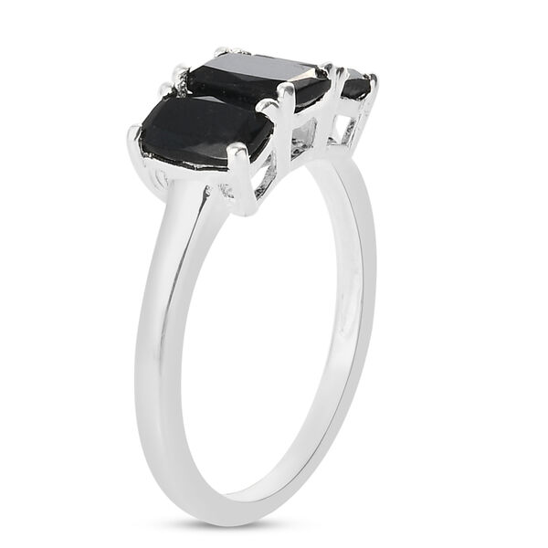 Schwarzer Turmalin 3 Stein Ring 925 Silber  ca. 1,61 ct image number 5