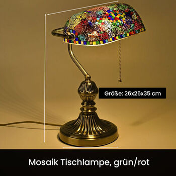 Mosaik Tischlampe, gr&uuml;n/rot