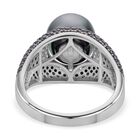 Tahiti-Perle, weißer Zirkon und schwarzer Spinell-Ring, 10-11 mm - 1,17 ct. image number 5