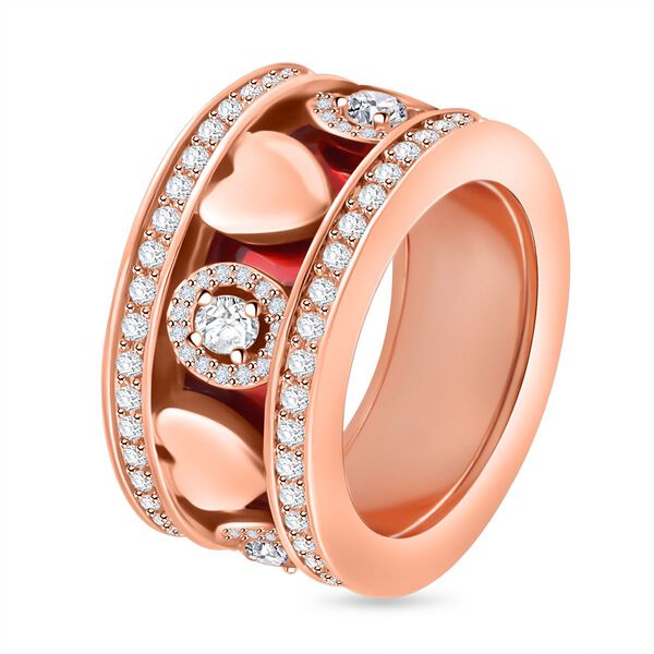 Weißer Kristall Herzmotiv-Ring mit Pavé-Fassung, Roséton,(Größe 19.70) image number 4