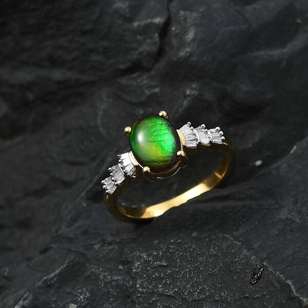 Ammolit und Diamant Ballerina Ring, 925 Silber 750 Gelbgold Vermeil - 1,82 ct. image number 2