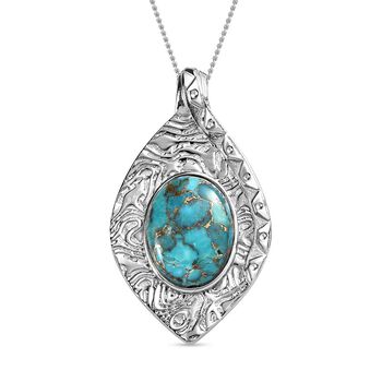 Cleopatra-Stil Blaues T&uuml;rkis Anh&auml;nger mit Kette, Edelstahl ca. 18.50 ct