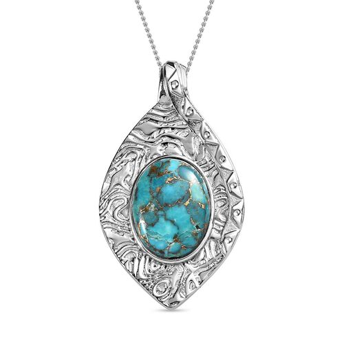 Cleopatra-Stil Blaues Türkis Anhänger mit Kette, Edelstahl ca. 18.50 ct image number 0