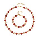 Grüne Muschelkernperle Schmuckset  Legierung vergoldet