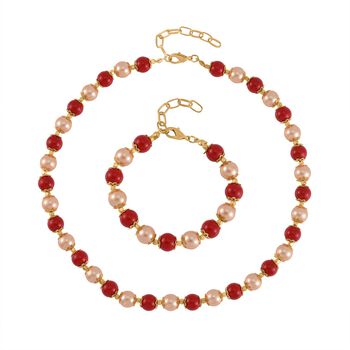 Gr&uuml;ne Muschelkernperle Schmuckset  Legierung vergoldet