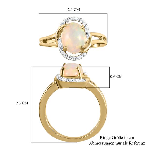 Natürlicher, äthiopischer Opal und Zirkon-Ring, 925 Silber vergoldet  ca. 1,33 ct image number 7