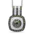 Grüner Diamant, Weißer Diamant Schmuckset 925 Silber platiniert ca. 1.00 ct