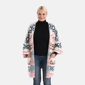 La Marey - Aztekenmuster-Cardigan, One Size, 75x85cm, Rosa La Marey - Aztekenmuster-Cardigan, One Size, 75x85cm, Rosa
