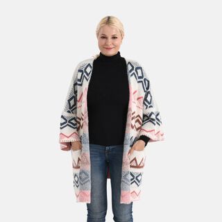 La Marey - Aztekenmuster-Cardigan, One Size, 75x85cm, Rosa La Marey - Aztekenmuster-Cardigan, One Size, 75x85cm, Rosa