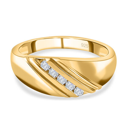 88 Facetten Moissanit-Ring, 925 Silber Gelbgold Vermeil (Gr&ouml;&szlig;e 21.00) ca. 0,15 ct