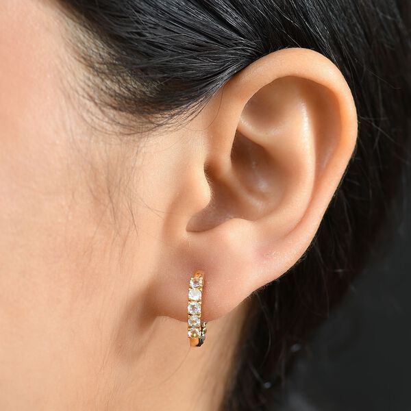 D joy AAA Premium Malagasy Regenbogen Mondstein Ohrringe, 925 Silber platiniert und vergoldet ca. 0,71 ct. image number 3