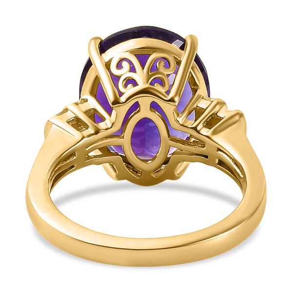 Afrikanischer Amethyst und weißer Diamant-Ring, 925 Silber vergoldet (Größe 18.00) ca. 7.19 ct image number 6