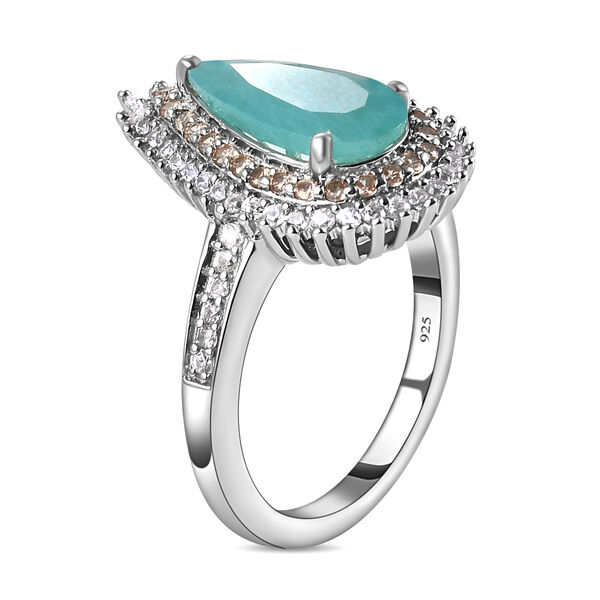 Grandidierit und nat&uuml;rlicher Champagner Zirkon-Ring, 925 Silber platiniert  ca. 2,73 ct image number 4