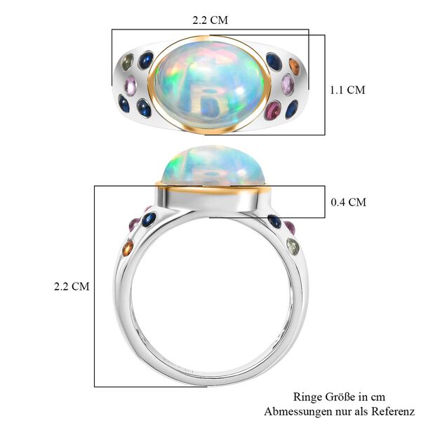 AA Natürlicher, äthiopischer Welo Opal, Mehrfarbig Saphir Ring 925 Silber rhodiniert (Größe 17.00) ca. 3,20 ct image number 7