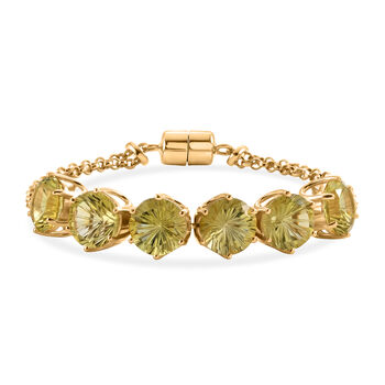 D'Joy AAA Ouro Verde-Quarz Armband ca. 19 cm 925 Silber 750 Gelbgold vermeil ca. 21,32 ct.