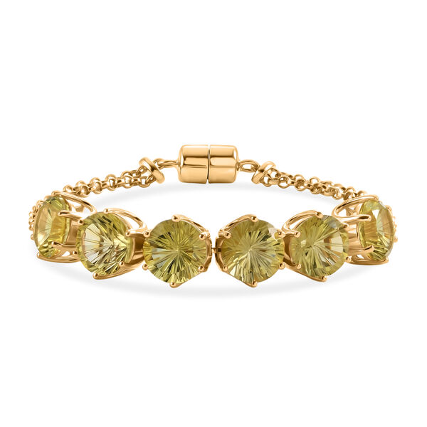 D'Joy AAA Ouro Verde-Quarz Armband ca. 19 cm 925 Silber 750 Gelbgold vermeil ca. 21,32 ct.