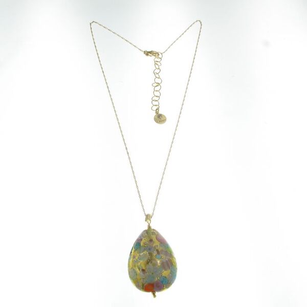 IL MURANO DI FRANCESCA- mehrfarbiger Murano aus Italien BASILICA TEARDROP Anh&auml;nger mit 45cm Kette image number 1