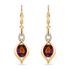 Nebula Quarz, Weiße Zirkon Ohrringe, 925 Silber 750 Gelbgold Vermeil ca. 4,36 ct