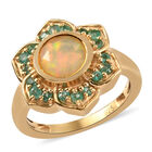 Natürlicher, äthiopischer Opal und Smaragd floraler Ring in Silber image number 3