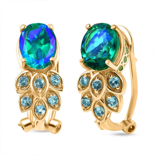 D'Joy Pfau Triplett Quarz und blaue Apatit Ohrringe - 4,36 ct.