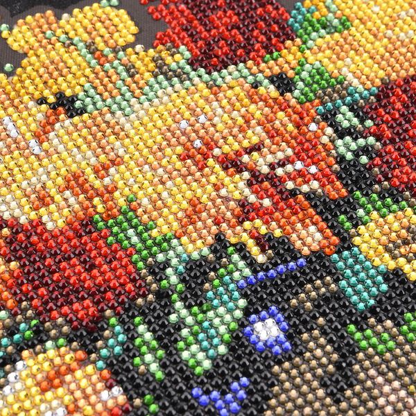 DIY Diamond Painting Leinwand, Mandala-Blumen, mehrfarbig mit Glitzerakzenten, 29x29cm image number 5