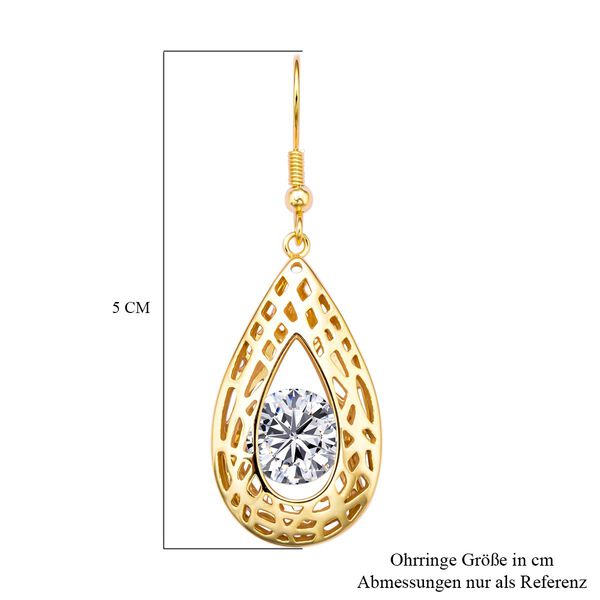 Wei&szlig;e Kristall-Ohrringe, Edelstahl Goldfarben image number 4