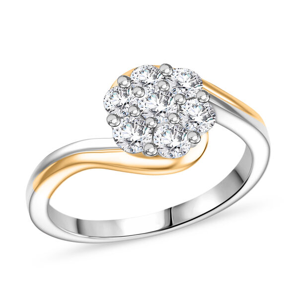 Moissanit Ring, 925 Silber platiniert und vergoldet - 0,56 ct. image number 3