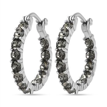 J Francis gefertigt mit SWAROVSKI- Schwarze Diamant Swarovski-Kristall Inside-Out-Creolen