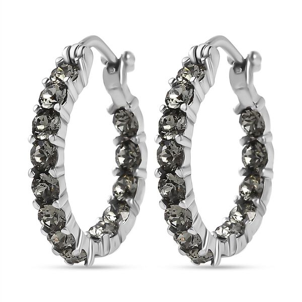 J Francis gefertigt mit SWAROVSKI- Schwarze Diamant Swarovski-Kristall Inside-Out-Creolen image number 3