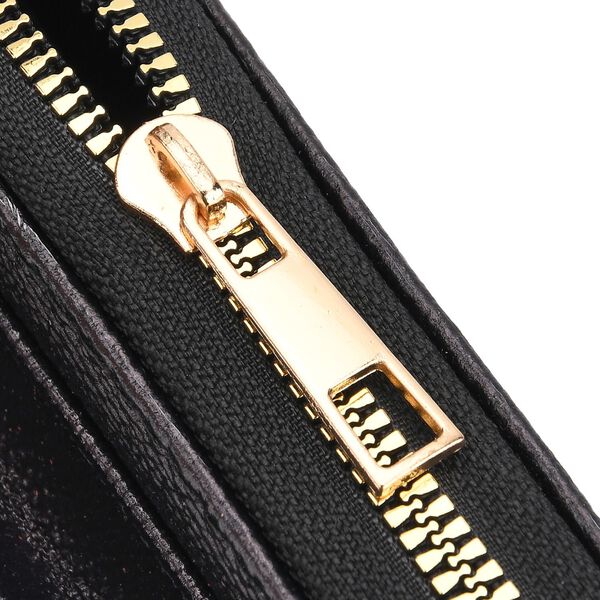 PU Handytasche mit RFID-Schutz, 20x11x2cm, M&auml;dchen mit Perlenohrring-Muster, Schwarz image number 7