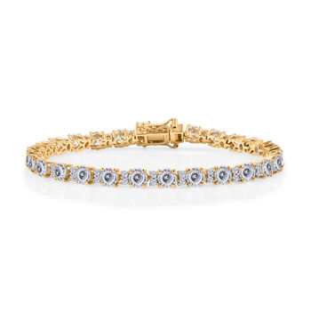 D&rsquo;joy 100 Facetten Moissanit Armband ca. 20 cm 925 Silber 750 Gelbgold Vermeil ca. 14.31 ct