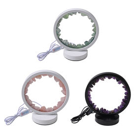 Grüne Aventurin  Rosenquarz und Amethyst Kristall-Wellnesslampe mit USB-Anschluss