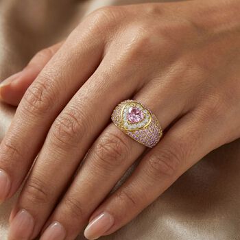 Rosa und wei&szlig;er Zirkonia Ring in Goldton