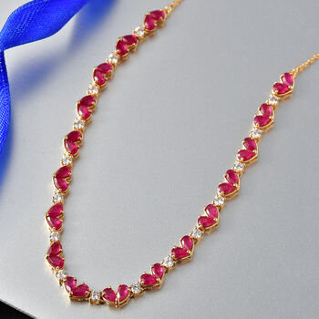 D'Joy afrikanische Rubin und Zirkon 45cm Halskette - 13,06 ct.