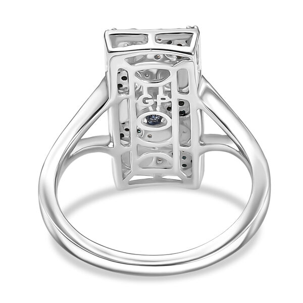 GP - Kanchanaburi Blauer Saphir, Blauer Diamant Ring 925 Silber rhodiniert (Gr&ouml;&szlig;e 17.00) ca. 0,27 ct image number 6